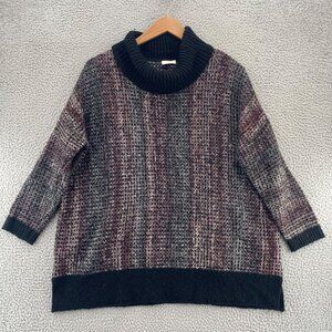 J Jill Sweater Womens 1X Plus Black Marled Pure Jill Cowl Neck Dolman Sleeves